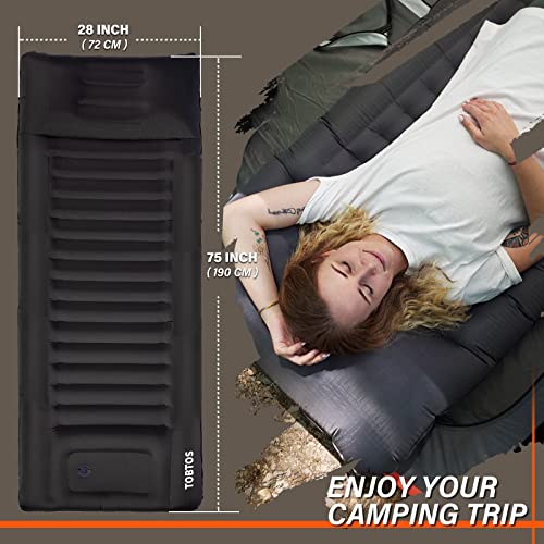 TOBTOS Inflatable Camping Sleeping Pad with Pillow, Thick 6 Inch Ultralight - Brand New