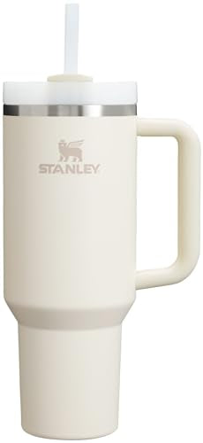 STANLEY QUENCHER H2.0 TUMBLER WITH HANDLE AND STRAW 40 OZ - CREAM 2.0 - Like New