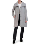 353SY221 COLE HAAN CONVERTIBLE COLLAR BUTTON UP COAT WOMEN 4 LIGHT GRAY - Brand New