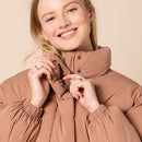 AMAZON ESSENTIALS CROPPED PUFFER JACKET WINTER WARM COLLAR XS LIGHT-BROWN - Like New