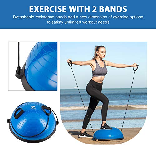 ZELUS BALANCE BALL TRAINER WITH RESISTANCE BANDS AND FOOT PUMP - Scratch & Dent