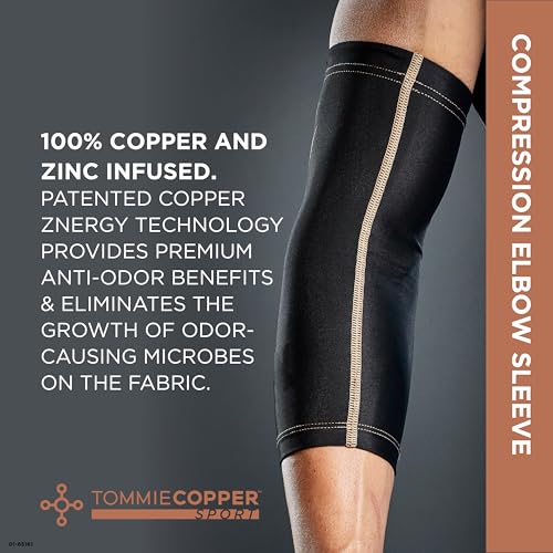 TOMMIE COPPER COMPRESSION ELBOW SUPPORT SLEEVE SIZE S/M 01-63161-BLK-S/M - BLK - Like New