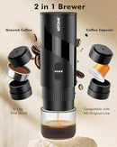 AMOSA PORTABLE ELECTRIC ESPRESSO MACHINE GRINDER MILK FROTHER AE1201 - BLACK - Like New