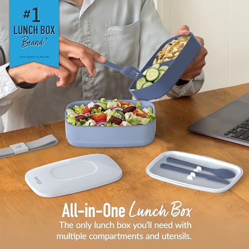BENTGO CLASSIC ADULT BENTO BOX STACKABLE 3-COMPARTMENT REMOVABLE - SLATE - Like New