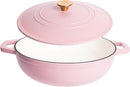 LEXI HOME CAST IRON ENAMELED DUTCH OVEN POT WITH LID 5 QT LB6677 - MATTE PINK - Like New