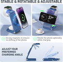 GEJIUCAI 3 in 1 Foldable Wireless Charging Station Travel Charger - BLUE Like New