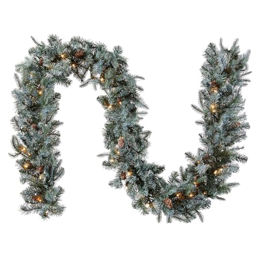 NATIONAL TREE COMPANY 9 FT FROSTED ARCTIC SPRUCE GARLAND CLEAR LIGHTS - Like New