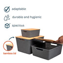 OIKOS | Storage Organizer Box Set Bamboo Lid | 3 Pieces, 1149 OZ, Grey - Brand New
