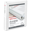 OFFICE DEPOT DURABLE VIEW 3-RING BINDER, 1" ROUND RINGS, WHITE - Brand New