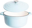 LEXI HOME CAST IRON ENAMELED DUTCH OVEN POT WITH LID 6 QT LB6673 - LIGHT BLUE Like New