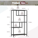 HOME BI Geometric Bookshelf Tall Modern Etagere Bookcase, 5 Open Shelves - Black - Brand New