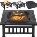Yaheetech Multifunctional Fire Pit Table 32in Square Metal Firepit Stove - Brand New