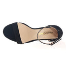 B06XK3GZ4J Women's Strappy Chunky Block Sandals Ankle Strap Velvet Black Size 8 - Brand New
