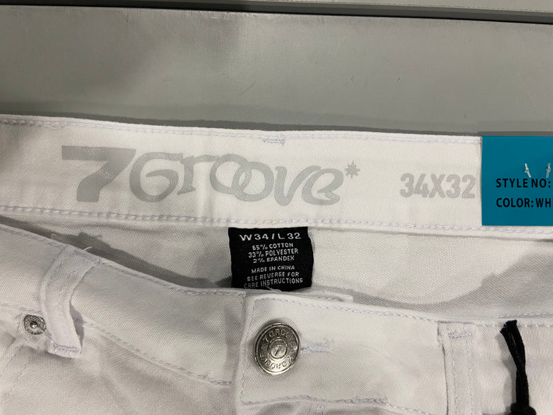 7GROOVE SLIM JEANS - SIZE: MEN 34X32 - WHITE - Brand New