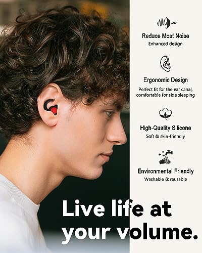SUPCEAT EAR PLUGS FOR SLEEPING NOISE REDUCTION SOFT SILICONE 2 PAIRS - BLACK - Like New
