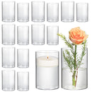 COMSAF GLASS CYLINDER VASES PACK OF 16 CLEAR BUD - CLEAR - Like New