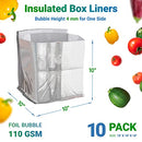 AMIFF Insulated Box Liners 10" x 10" x 10", Pack of 10, Foil Bubble Inserts - Brand New