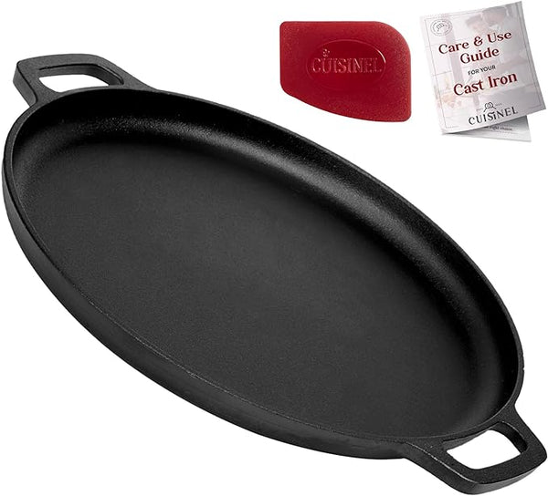 Cuisinel Cast Iron Pizza Pan/Round Griddle 13.5" Flat Skillet - Scratch & Dent