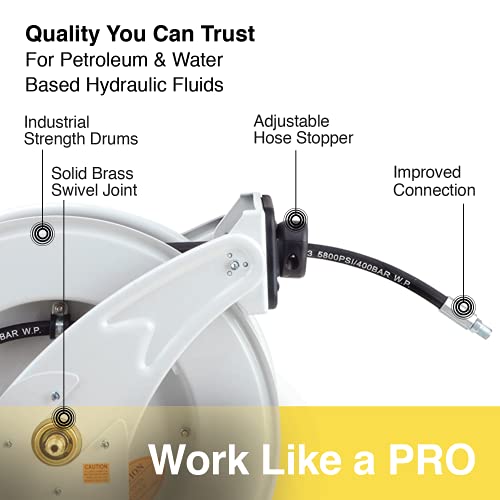 REELWORKS H860152 RETRACTABLE GREASE HOSE REEL 1/4" X 50' 1/4" MNPT - GRAY/BLACK - Like New