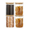 SIXAQUAE Glass Food Storage Containers Jar Seal Bamboo Lids 4 Pack 1000ml - Like New