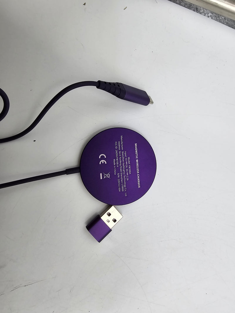 Generic Magnetic Wireless Charger, MagSafe, iPhone + Airpods, YW100A - PURPLE Like New