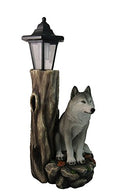 DWK 17" Illumined Wolf Hand Painted Sculpture Solar Lantern - B01BW9FXMC - Brand New