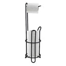 Simple Black Metal Heavy Duty Toilet Paper Holder Dispensing Top Home Basics - Brand New