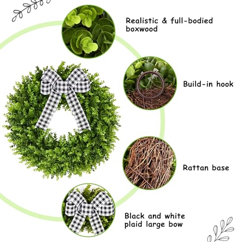 23" Faux Round Boxwood Wreath, Artificial Boxwood Wreath Front Door Wreaths - Like New