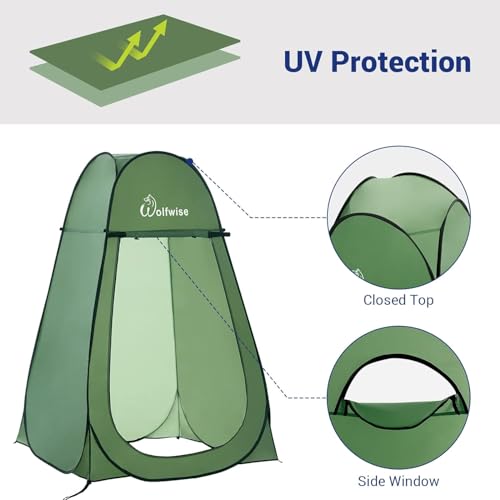 WolfWise Portable Pop Up Privacy Shower Tent, Spacious Changing Room, Green - Like New