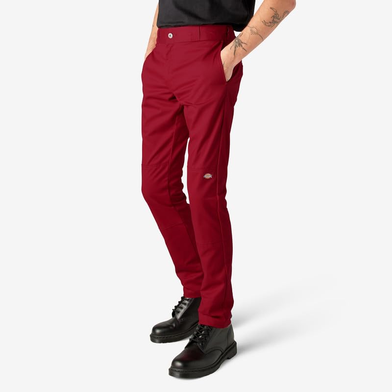DICKIES MEN'S SKINNY STRAIGHT DOUBLE KNEE WORK PANT - SIZE 40X32 - RED - Brand New