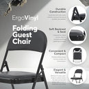 Oline Vinyl Folding Chairs, Padded Vinyl Cushion Metal Frame, 2 Pack - Black - Like New