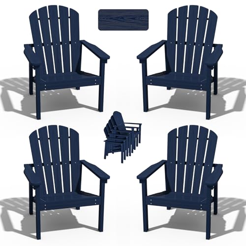 NEVILYWOOD STACKABLE ADIRONDACK CHAIR ALL-WEATHER HDPE OUTDOOR PATIO NAVY - Like New