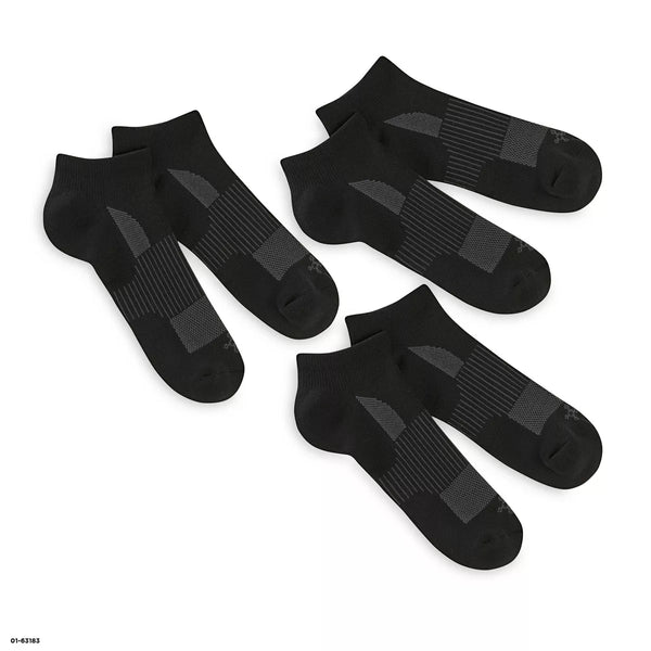 TOMMIE COPPER SPORT COMPRESSION LOW CUT SOCKS (3-PACK) MEN XL WOMEN XL - BLACK - Brand New