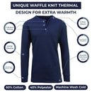 BLUE ICE GALAXY BY HARVIC MEN'S LONG SLEEVE THERMAL HENLEY TEE - SIZE: M - NAVY - Brand New