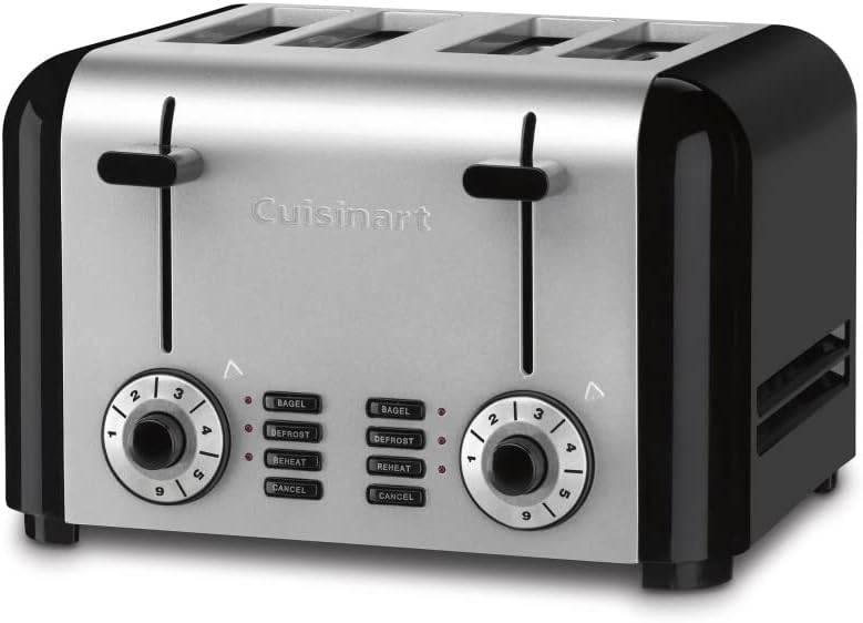 CUISINART CPT-340P1 4 SLICE TOAST & BAGELS COMPACT TOASTER-STAINLESS STEEL/BLACK Like New