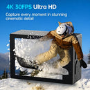 HIICAM ACTION CAMERA 4K WATERPROOF CAMERA 20MP TOUCH SCREEN WIFI 5XZOOM - BLACK - Like New