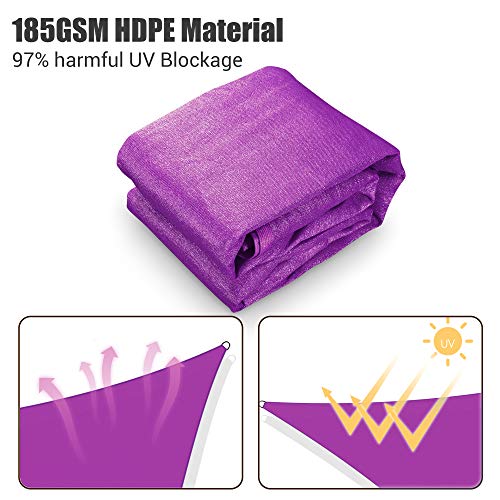 YESCOM 1 25'X25'X25' TRIANGLE SUN SHADE SAIL 97% UV BLOCK COMMERCIAL - FUCHSIA - Like New