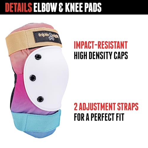 EIGHT BALL TRIPLE EIGHT SAVER SERIES 3-PACK PAD SET - YOUTH XS - RAINBOW - Like New