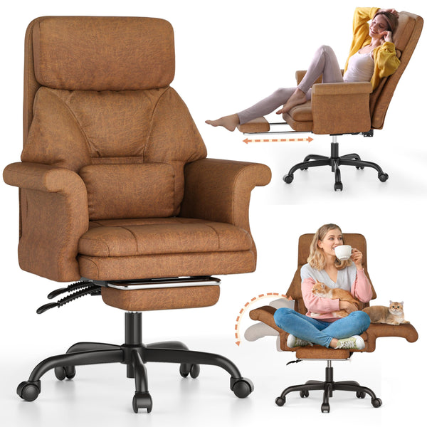 ELABEST C39 CROSS LEGGED OFFICE CHAIR ERGONOMIC RECLINER BIG AND TALL - BROWN - Like New
