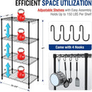 WORKPRO STORAGE SHELVES 4 TIER METAL SHELVING UNIT GARAGE WIRE RACK - BLACK - Like New