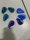 BIC WHITE OUT TAPE - 39.3 FEET EACH - PACK OF 7 - PURPLE/TEAL/BLUE - Brand New