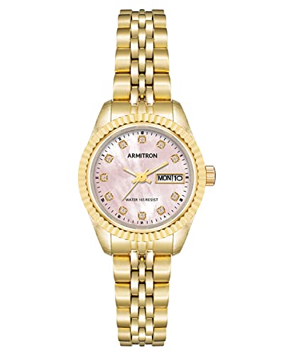 ARMITRON WOMEN'S GENUINE CRYSTAL ACCENTED BRACELET WATCH, GOLD/PINK - Like New