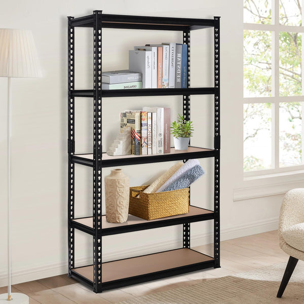 PACHIRA E-COMMERCE GARAGE STORAGE SHELVES, 35.43"W X 15.75"D X 72"H - BLACK - Like New