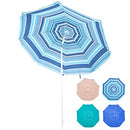 Hanekuc 6.5FT UV 50+ Beach Umbrella Shade, Sand Anchor, Blue Green Stripe - Like New