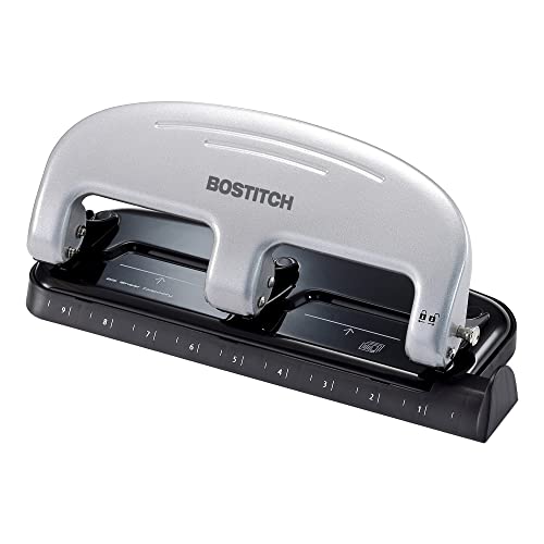 PAPERPRO BOSTITCH OFFICE EZ SQUEEZE 3-HOLE PUNCH, 20 SHEET CAPACITY - GRAY - Like New