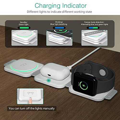 ORIA 3 IN 1 FOLDABLE WIRELESS CHARGER FAST PAD CHARGING STATION IOS - WHITE - Like New