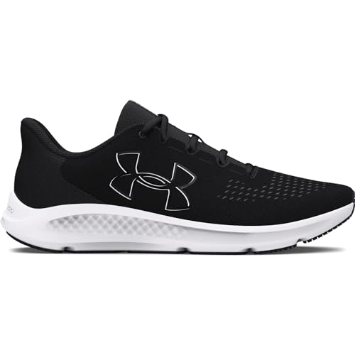 UNDER ARMOUR WOMEN'S CHARGED PURSUIT 3 BIG LOGO SIZE: 10, BLACK/BLACK/WHITE - Like New