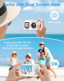 HOOROLA 5K DIGITAL CAMERA 80MP DUAL AUTOFOCUS VLOGGING 2 BATTERIES CS05 - WHITE - Like New