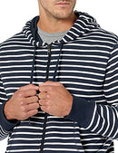 AMAZON ESSENTIALS MEN'S FULL-ZIP FLEECE HOODIE MEN'S NAVY WHITE STRIPE XS - Brand New