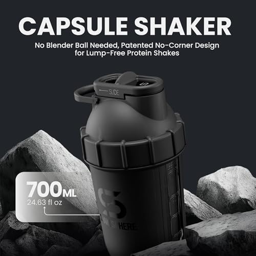 SHAKESPHERE Tumbler Protein Shaker Bottle BPA-Free 24oz Black - Like New
